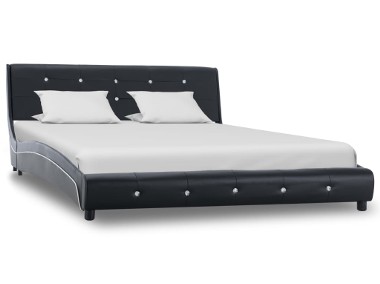 vidaXL Rama łóżka, czarna, sztuczna skóra, 140 x 200 cm 280319-1