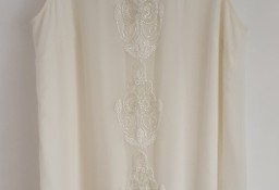 Elegancka sukienka River Island 40 L biała kremowa koraliki zdobiona v
