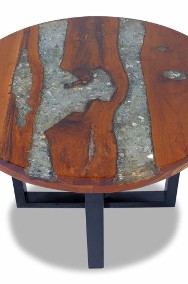 vidaXL Stolik kawowy z drewna tekowego i żywicy, okrągły, 60 cm243466-2