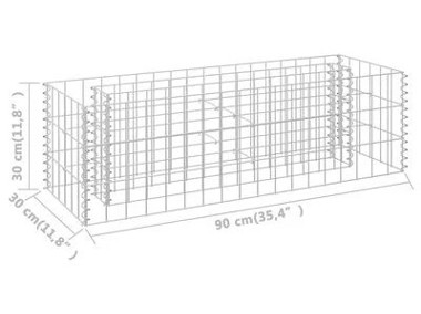 vidaXL Podwyższona donica gabionowa, galwanizowana stal, 90x30x30 cm-1