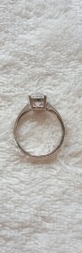 Nowy pierścionek srebrny kolor pojedyncza cyrkonia prosty skromny-4