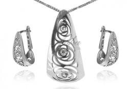 Komplet biżuteria srebrna - "Różane marzenie"