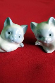 Kot - mały kotek - figurka z porcelany biało niebieskiej - 4 x 6 x 3 cm Rzadkość-2