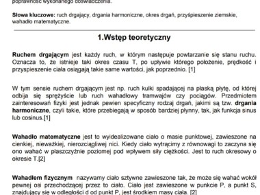 Wyznaczanie przyśpieszenia ziemskiego za  pomocą wahadła matematycznego-1