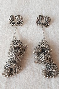 Nowe kolczyki indyjskie dzwonki srebrny kolor jhumka jhumki orient boho -2