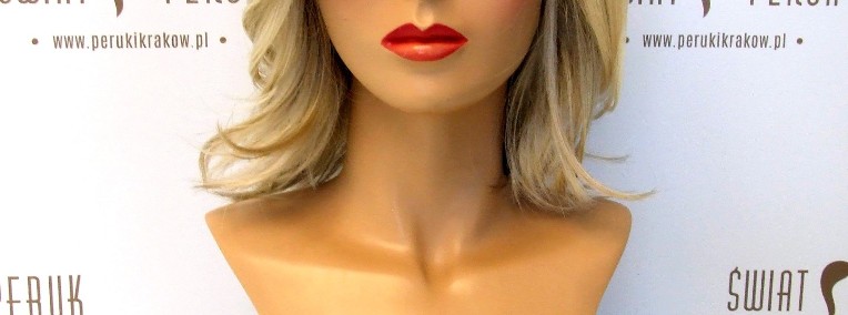 Peruka półdługa z włosów syntetycznych w kolorze blond Staszów-1
