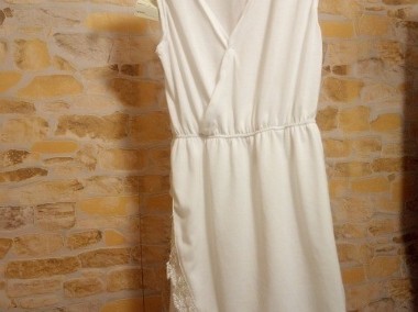(36/S) Francuska, biała sukienka plażowa / NOWA-1