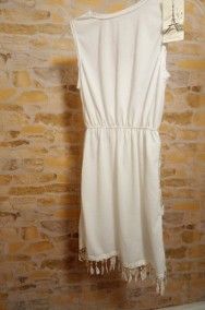 (36/S) Francuska, biała sukienka plażowa / NOWA-2