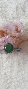 Nowy pierścionek czarny kolor zielona cyrkonia oczko dark prosty-3