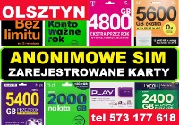 Olsztyn os.Podleśna ZAREJESTROWANE KARTY SIM polskie startery telefoniczne SIM