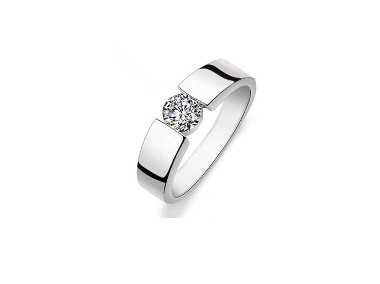 Nowy pierścionek obrączka srebrny kolor biała cyrkonia prosty-1