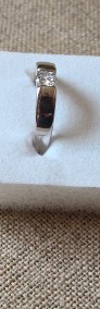 Nowy pierścionek obrączka srebrny kolor biała cyrkonia prosty-3