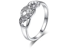 Nowy pierścionek srebrny kolor białe cyrkonie wzór retro elegancki
