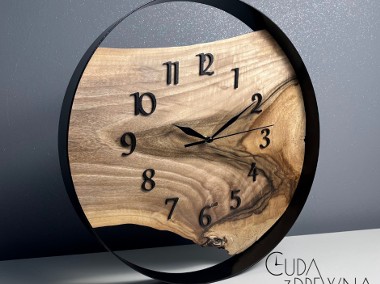 Drewniany zegar w stalowej obręczy, ręcznie tworzony - Ty ustalasz jak wygląda!-1
