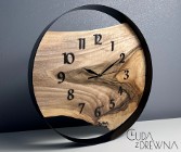 Drewniany zegar w stalowej obręczy, ręcznie tworzony - Ty ustalasz jak wygląda!