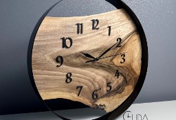 Drewniany zegar w stalowej obręczy, ręcznie tworzony - Ty ustalasz jak wygląda!