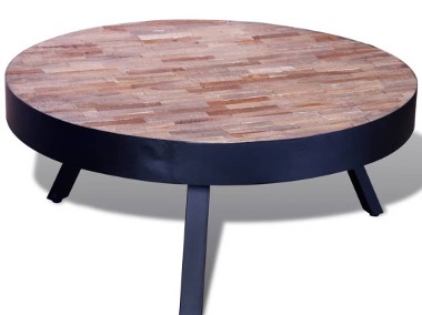 vidaXL Okrągły stolik kawowy z odzyskanego drewna tekowego241714-1