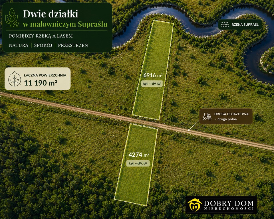 Supraśl dwie działki o łącznej pow. 11190 m²