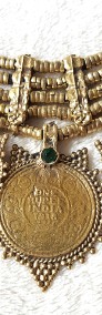 Komplet bizuterii naszyjnik kolczyki monety boho bohemian orient tribal złoty-4