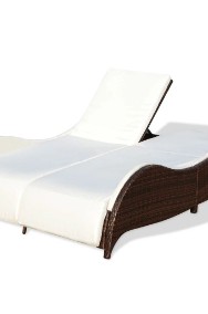 vidaXL Podwójny leżak z poduszką, polirattan, brązowy 41976-2