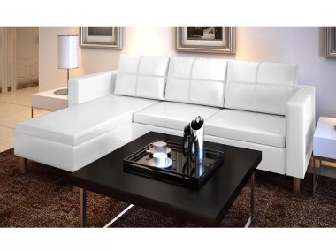 vidaXL Sofa 3-osobowa, skóra syntetyczna, biała 241980-1