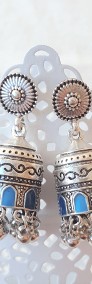 Nowe indyjskie kolczyki jhumka srebrny kolor dzwonki handmade boho hippie etno-3