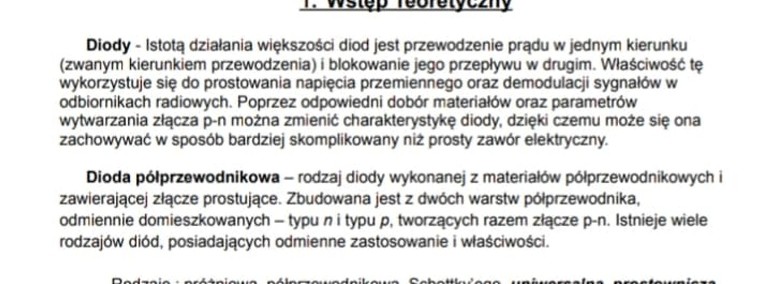 Wyznaczanie charakterystyki prądowo-napięciowej diod półprzewodnikowych-1