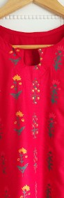 Komplet orientalny indyjski spodnie tunika kwiaty czerwony boho hippie bohemian-4