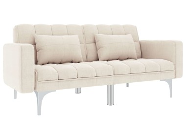 vidaXL Sofa rozkładana, kremowa, tapicerowana tkaniną247216-1