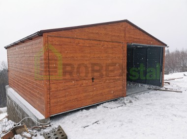 Garaż drewnopodobny 6 x 5,0 złoty dąb/orzech premium producent garaży na wymiar-1