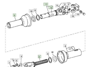 John Deere CTS - podajnik poziomy - jarzmo z wałem AH156360-1