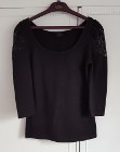 Elegancka czarna bluzka H&M 36 S koronka ramiona czerń