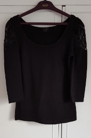 Elegancka czarna bluzka H&M 36 S koronka ramiona czerń-2
