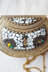 Nowa torebka orientalna boho bohemian kopertówka metalowa retro mozaika kamienie-2
