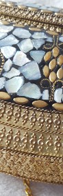 Nowa torebka orientalna boho bohemian kopertówka metalowa retro mozaika kamienie-3