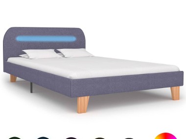 vidaXL Rama łóżka z LED, jasnoszara, tapicerowana tkaniną, 120x200 cm 280897-1