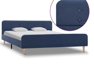 vidaXL Rama łóżka, niebieska, tapicerowana tkaniną, 140 x 200 cm 284909-1
