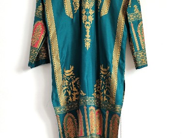 Komplet orientalny indyjski spodnie tunika wzór boho hippie bohemian zielony-1