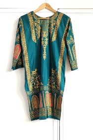 Komplet orientalny indyjski spodnie tunika wzór boho hippie bohemian zielony-2