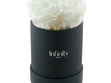 Białe wieczne róże czarny średni flower box Infinity Rose Prezent-1