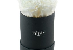 Białe wieczne róże czarny średni flower box Infinity Rose Prezent