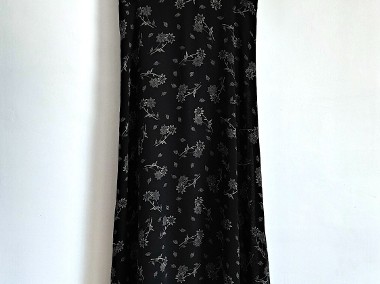 Długa czarna sukienka vintage retro 36 S Y2K 90s goth prosta w kwiaty-1