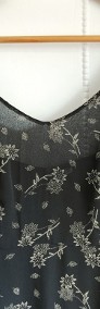 Długa czarna sukienka vintage retro 36 S Y2K 90s goth prosta w kwiaty-3