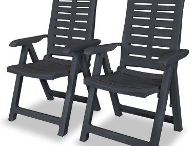 vidaXL Rozkładane krzesła ogrodowe, 2 szt., plastikowe, antracytowe43897-1