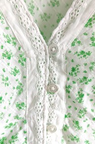 Bluzka koszula Vero Moda XS 34 biała w kwiaty zielone łączka bawełna retro-2