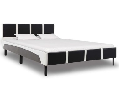 vidaXL Rama łóżka, czarno-biała, sztuczna skóra, 120 x 200 cm 280288-1
