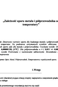 "Zależność oporu metalu i półprzewodnika od﻿ temperatury" - Sprawozdanie -3