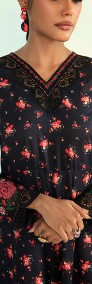 Komplet długa sukienka maxi spodnie M 38 bawełna czarna w kwiaty róże-3