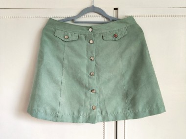 Mini spódnica H&M 38 M zielona pistacjowa na guzki miniówka spódniczka-1
