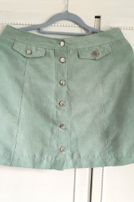Mini spódnica H&M 38 M zielona pistacjowa na guzki miniówka spódniczka-2